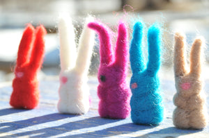 felt bunny trio.felt decoration. felt bunny. felt valentine. handmade felt. made in montana.