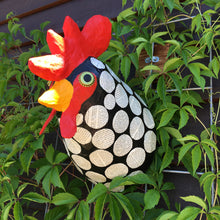 Load image into Gallery viewer, faux taxidermy rooster made by Blue Rooster Arts. Handmade paper mache rooster sculpture made with upcycled and recycled materials. Decoration for children&#39;s rooms.
