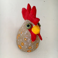 Load image into Gallery viewer, faux taxidermy rooster made by Blue Rooster Arts. Handmade paper mache rooster sculpture made with upcycled and recycled materials. Decoration for children&#39;s rooms.
