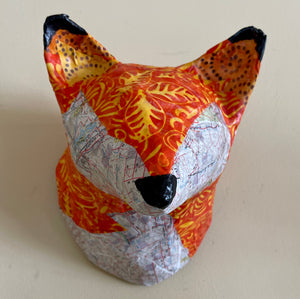 Fox Sculpture Paper Mache